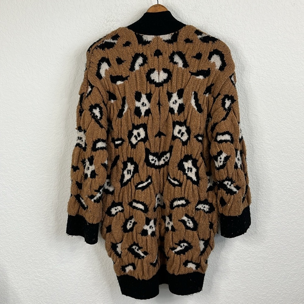 ZADIG & VOLTAIRE Tanya Long Cardigan In Chamois Open Front Leopard Spotted Anima - Picture 6 of 9